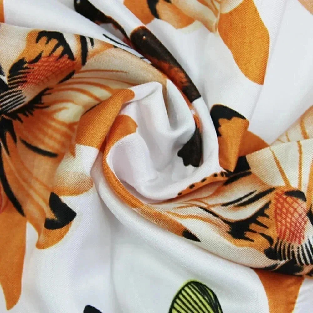 NEW Orange Butterfly & Floral Satin Scarf